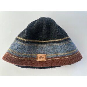 Turtlefur Blue Brown Wool Winter Beanie